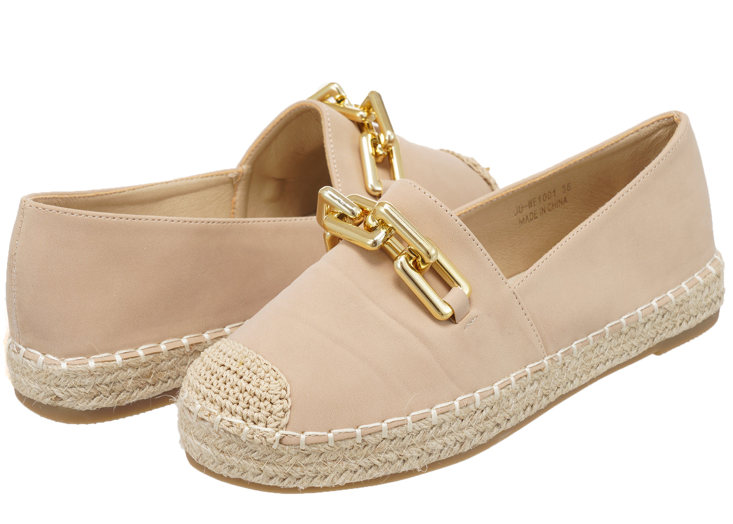 Jove Beige Espadrille Loafer with Gold Chain