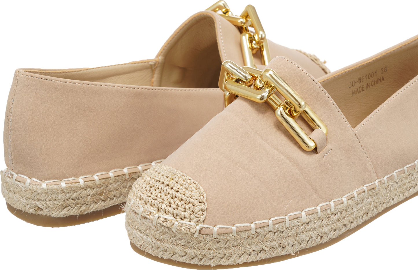Jove Beige Espadrille Loafer with Gold Chain