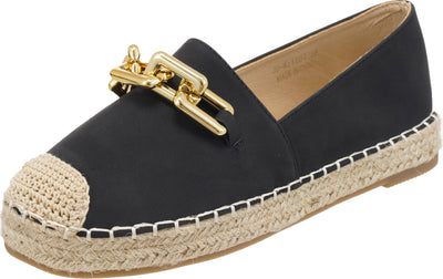 Jove Black Espadrille Loafer with Gold Chain