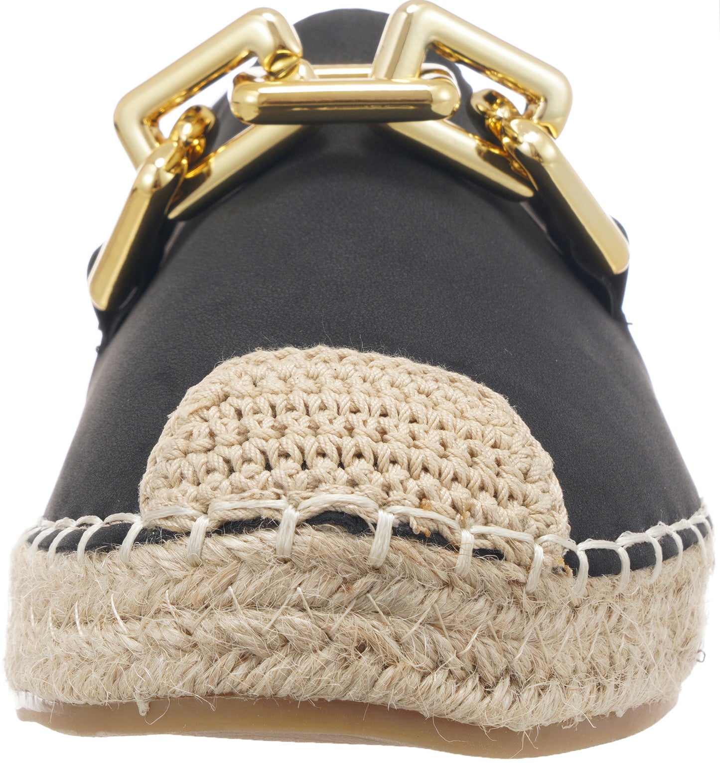Jove Black Espadrille Loafer with Gold Chain