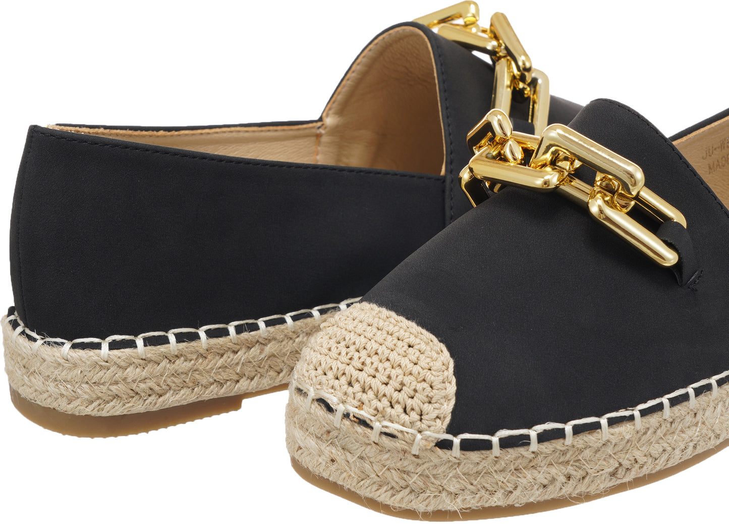 Jove Black Espadrille Loafer with Gold Chain