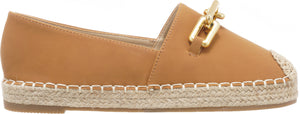 Jove Tan Espadrille Loafer with Gold Chain
