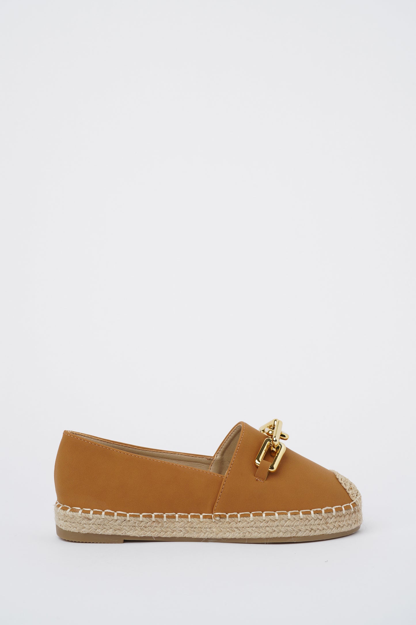 Jove Tan Espadrille Loafer with Gold Chain