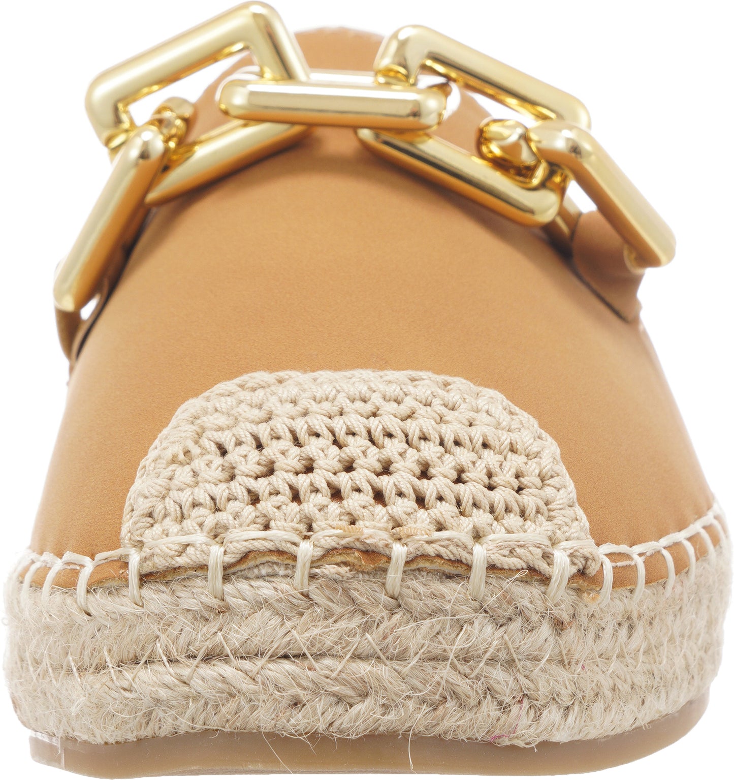 Jove Tan Espadrille Loafer with Gold Chain
