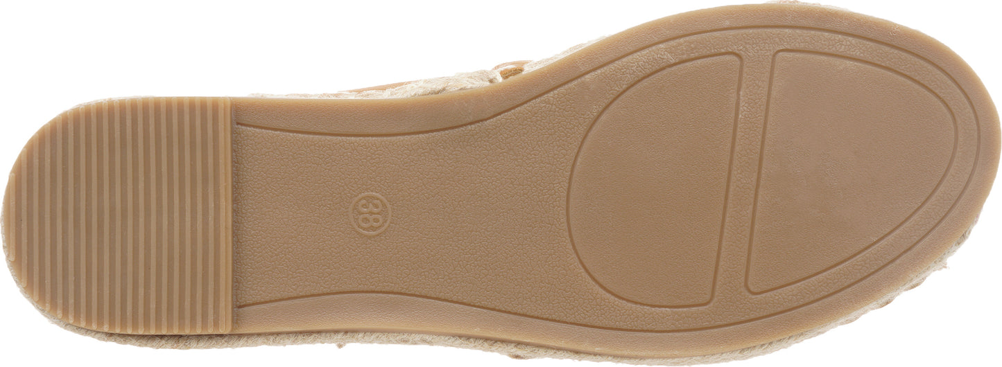 Jove Tan Espadrille Loafer with Gold Chain