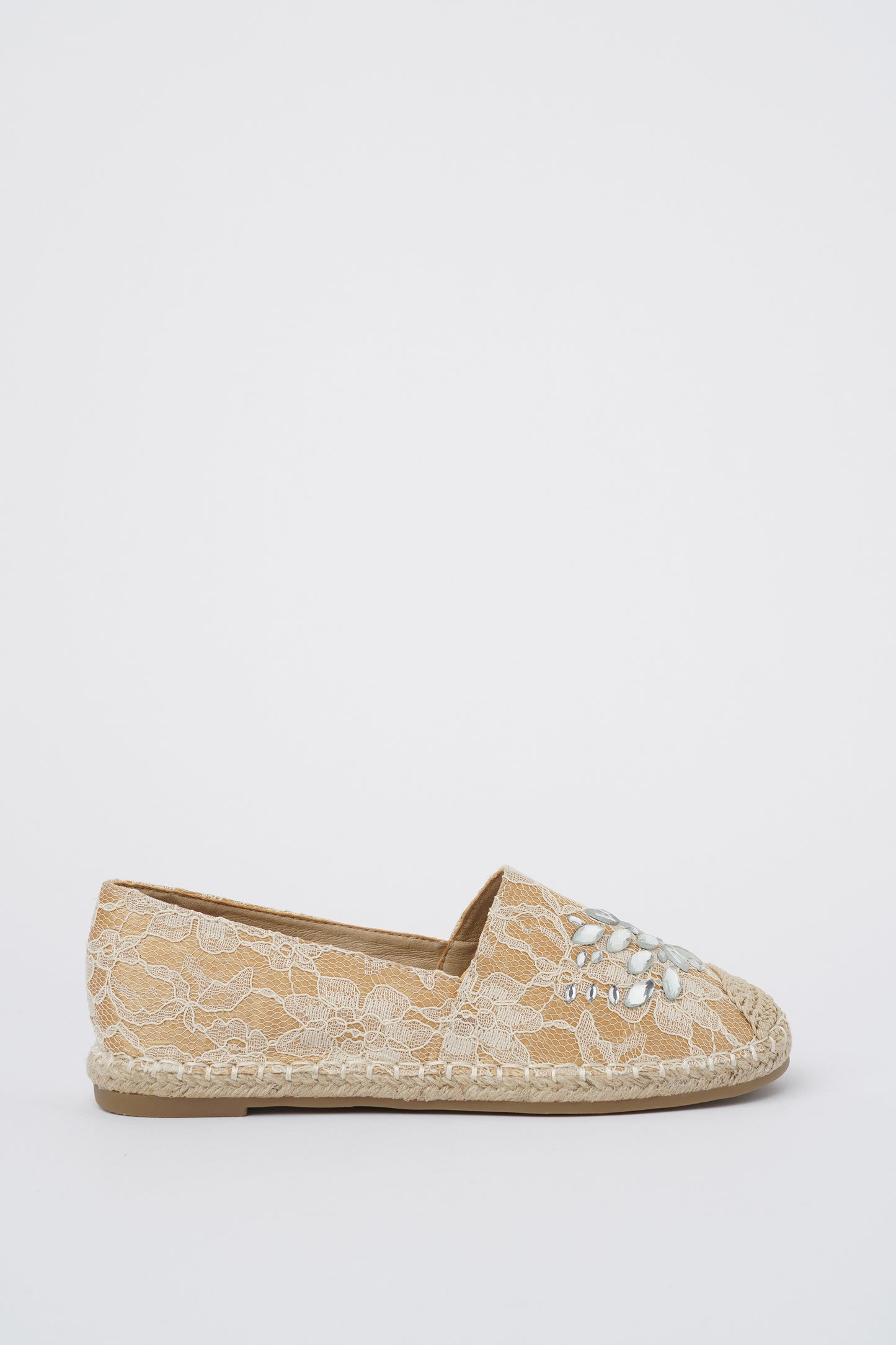 Copy of Jove Embellished Beige Lace Espadrille Shoe