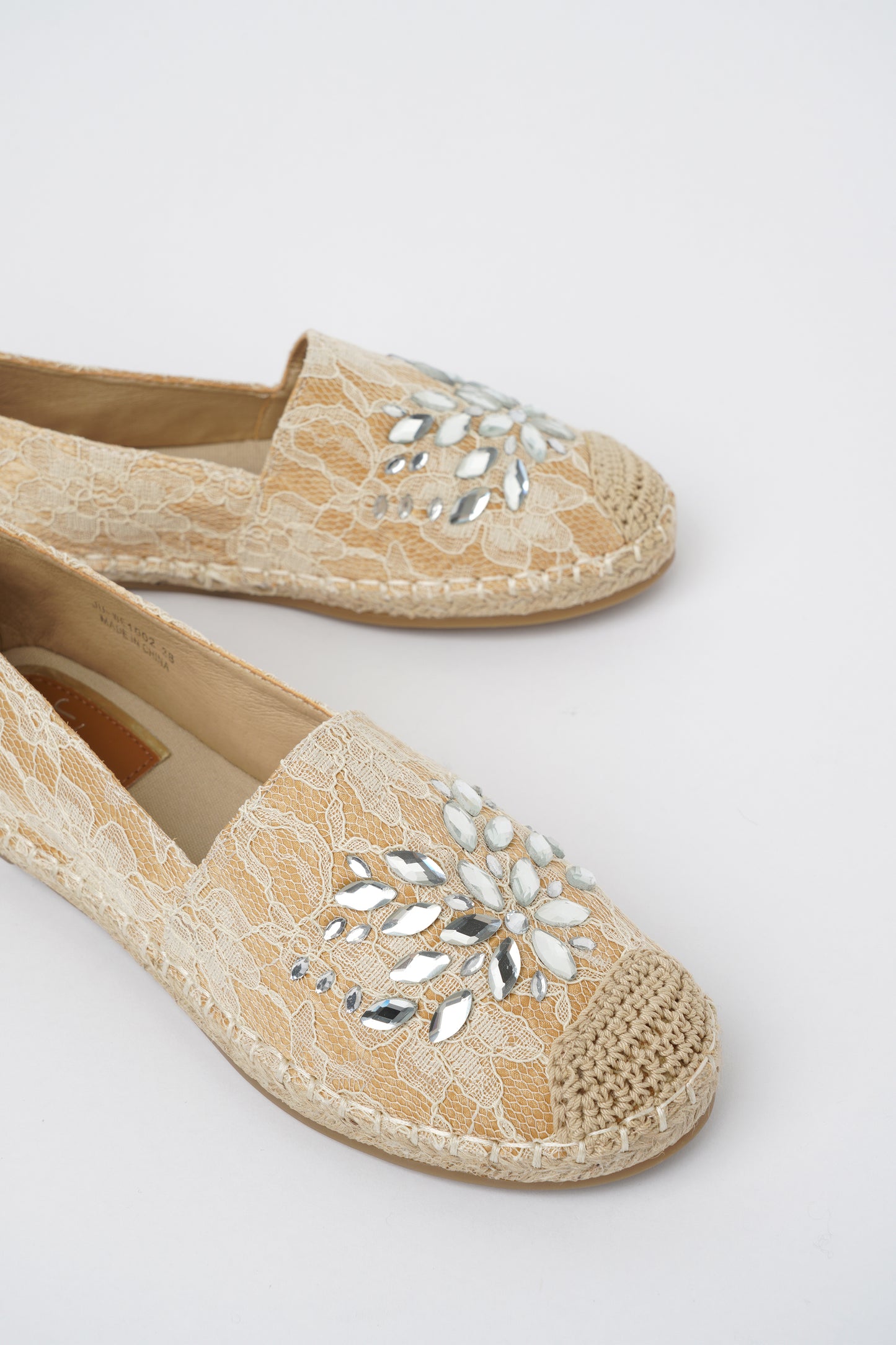Copy of Jove Embellished Beige Lace Espadrille Shoe