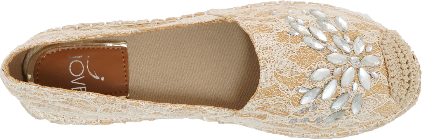 Copy of Jove Embellished Beige Lace Espadrille Shoe