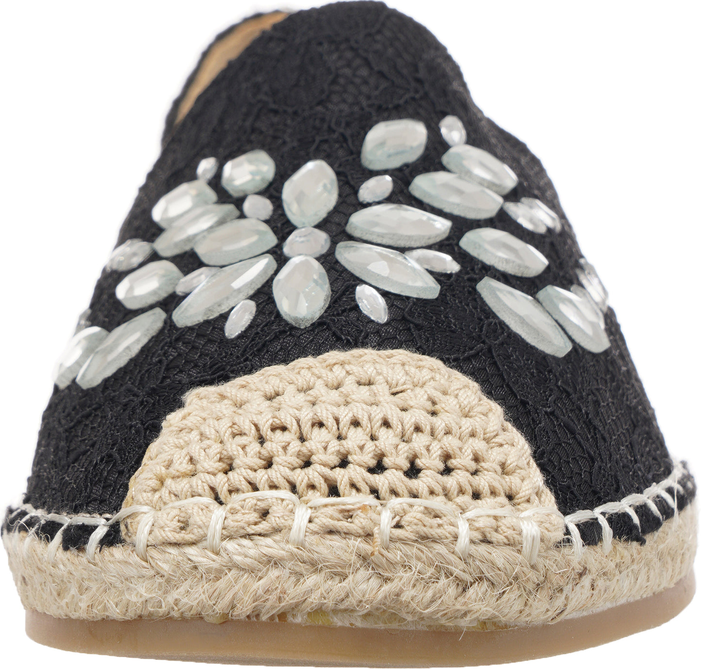 Jove Embellished Black Lace Espadrille Shoe