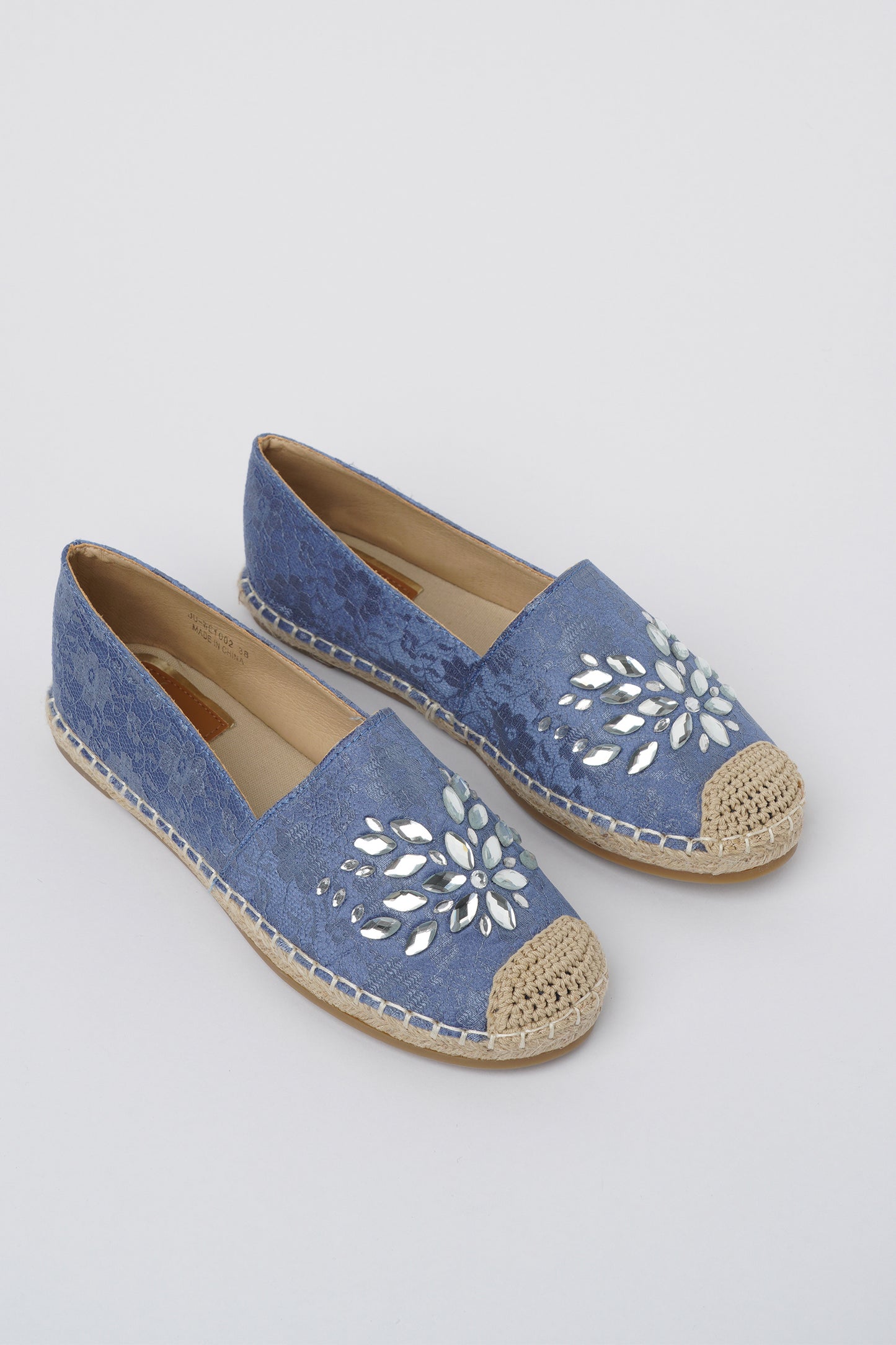 Jove Embellished Blue Lace Espadrille Shoe