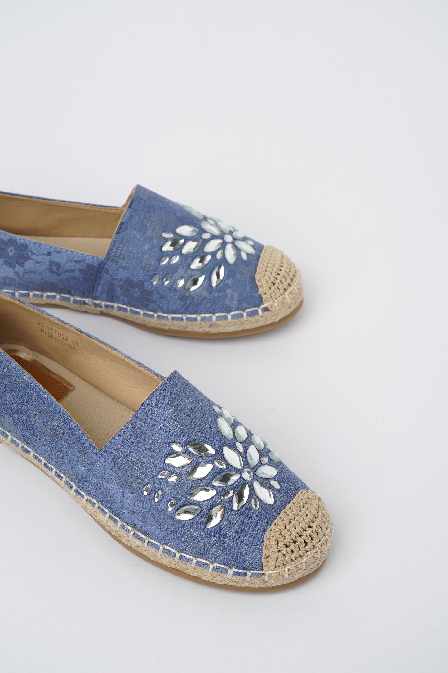 Jove Embellished Blue Lace Espadrille Shoe