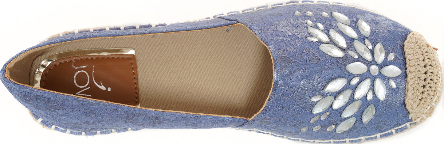 Jove Embellished Blue Lace Espadrille Shoe