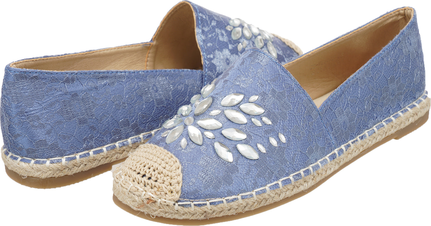 Jove Embellished Blue Lace Espadrille Shoe