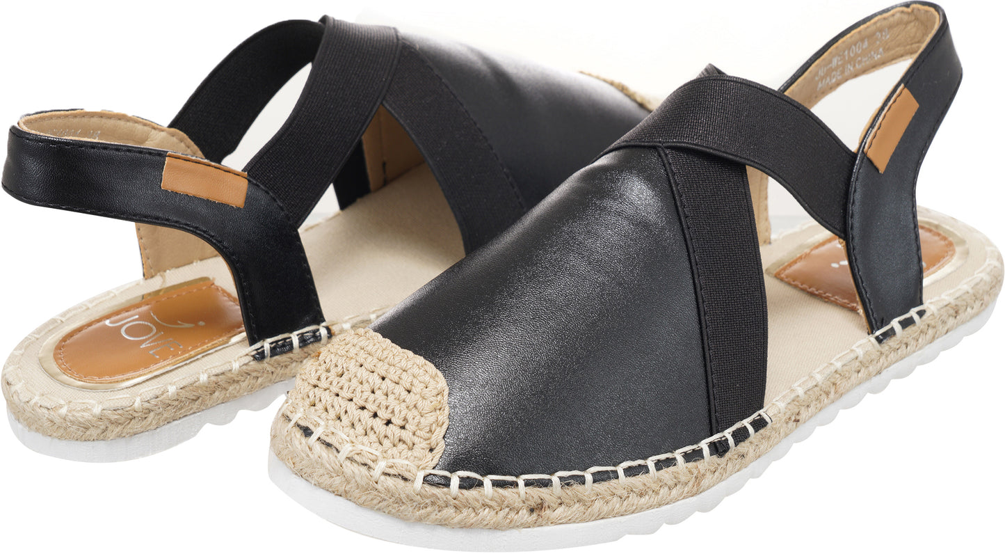 Jove Black Open-toe Espadrille Wedge