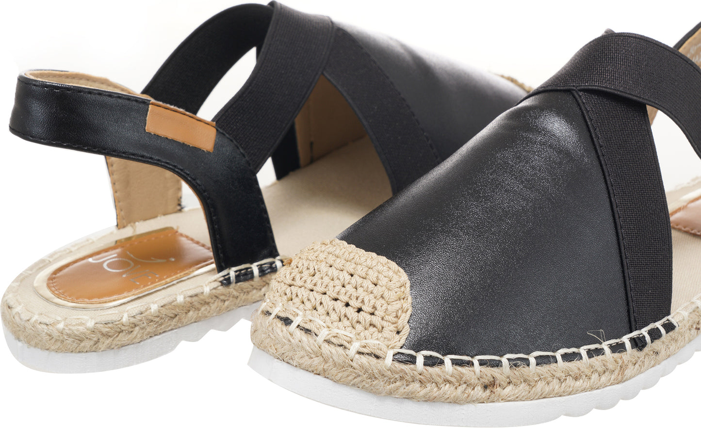 Jove Black Open-toe Espadrille Wedge