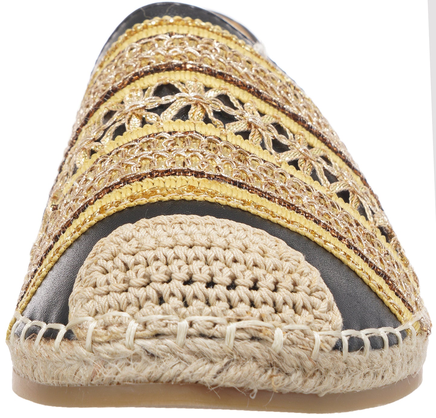 Jove Black Flat with Black and Gold Detail