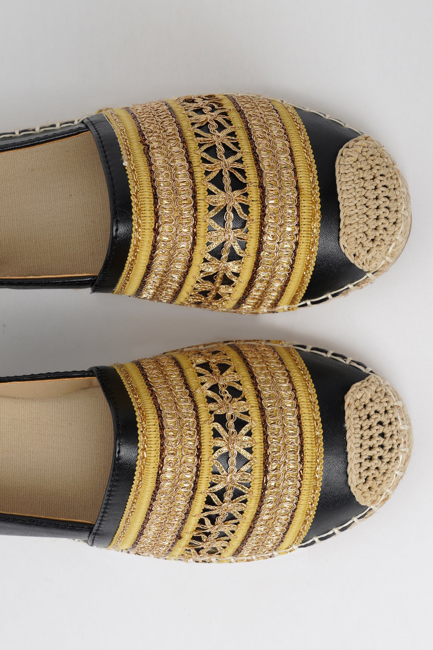 Jove Black Flat with Black and Gold Detail