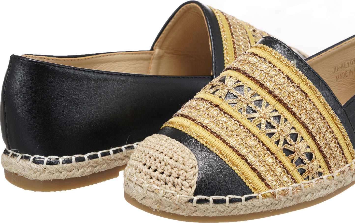 Jove Black Flat with Black and Gold Detail