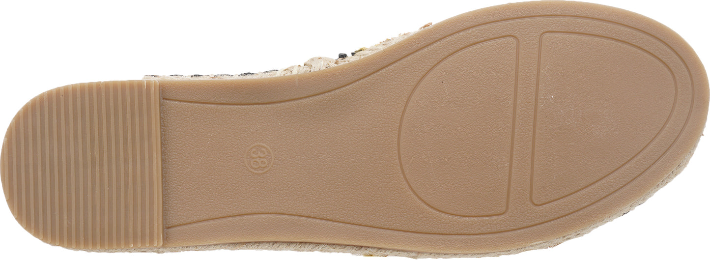 Jove Black Flat with Black and Gold Detail