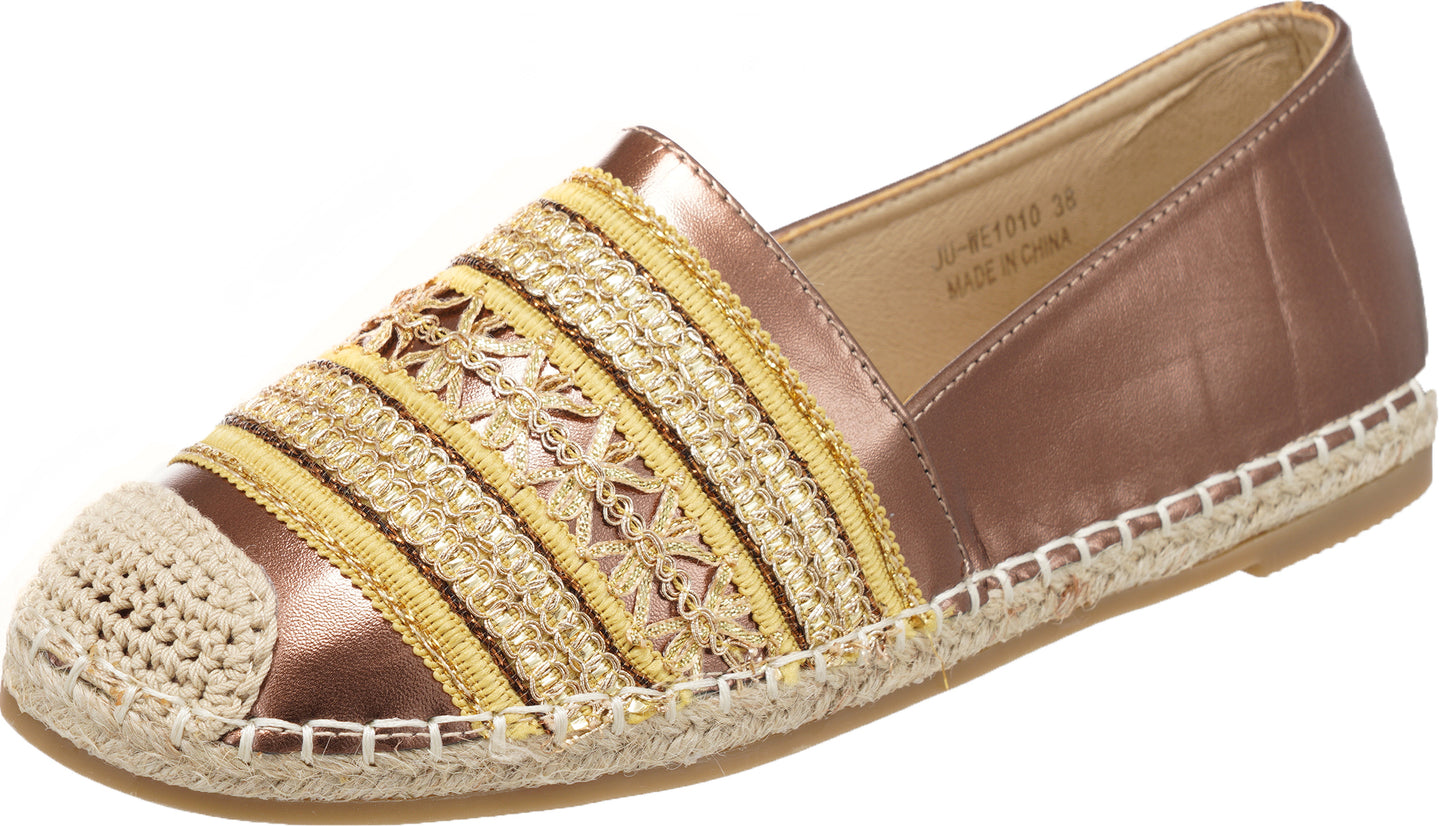 Jove Brown Flat with Gold Detail