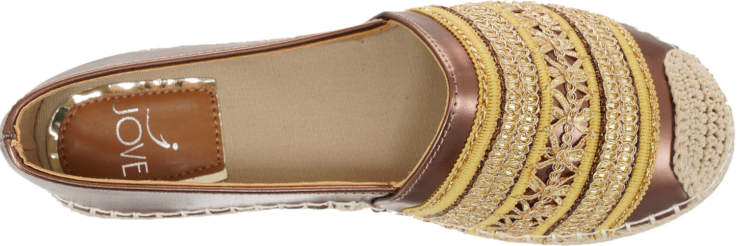 Jove Brown Flat with Gold Detail