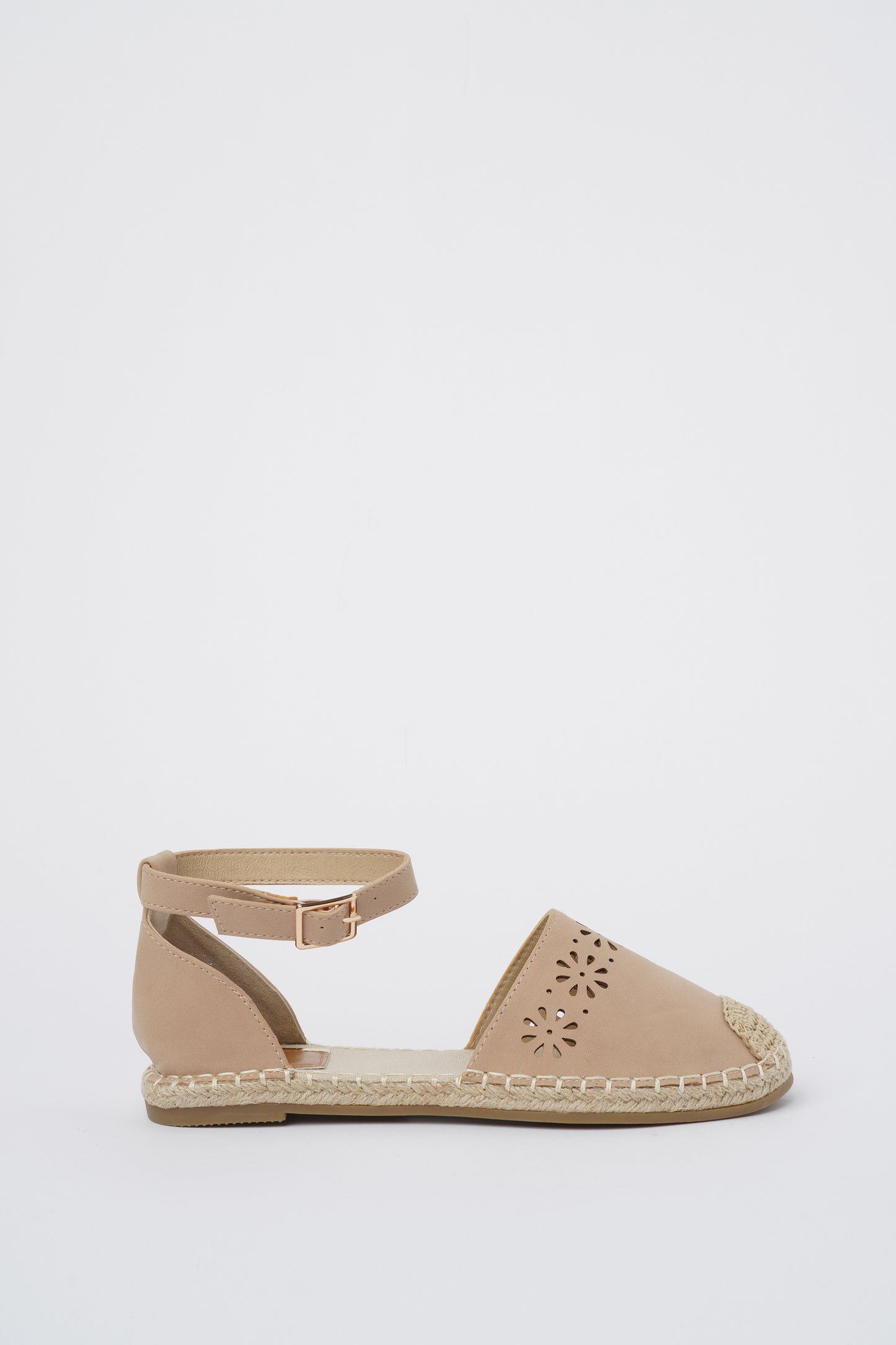 Jove Beige Flats with Flower Detail