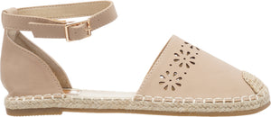 Jove Beige Flats with Flower Detail