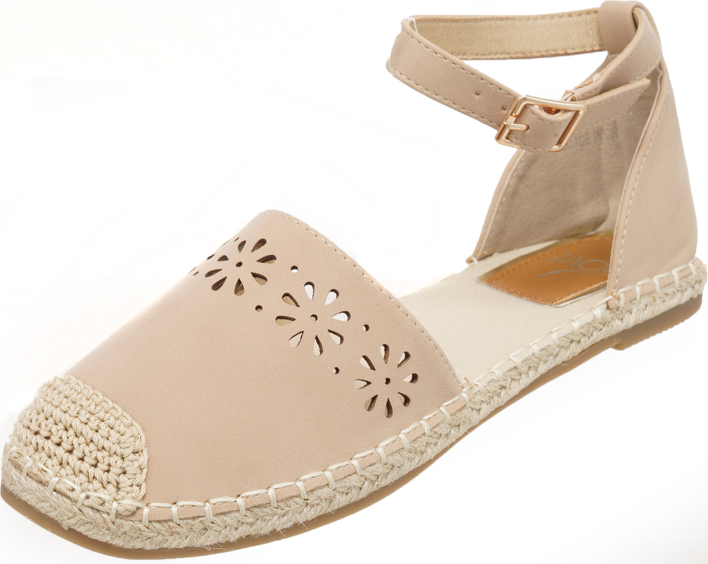 Jove Beige Flats with Flower Detail