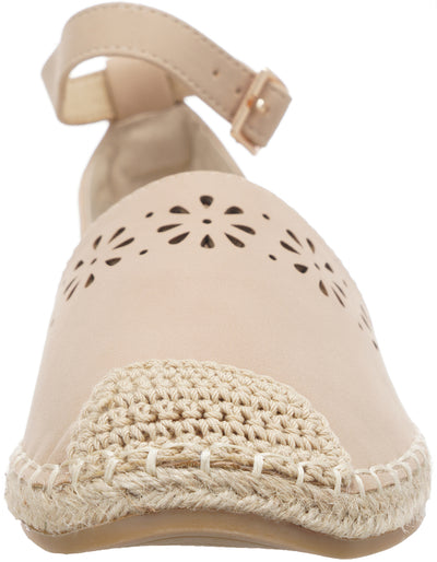 Jove Beige Flats with Flower Detail