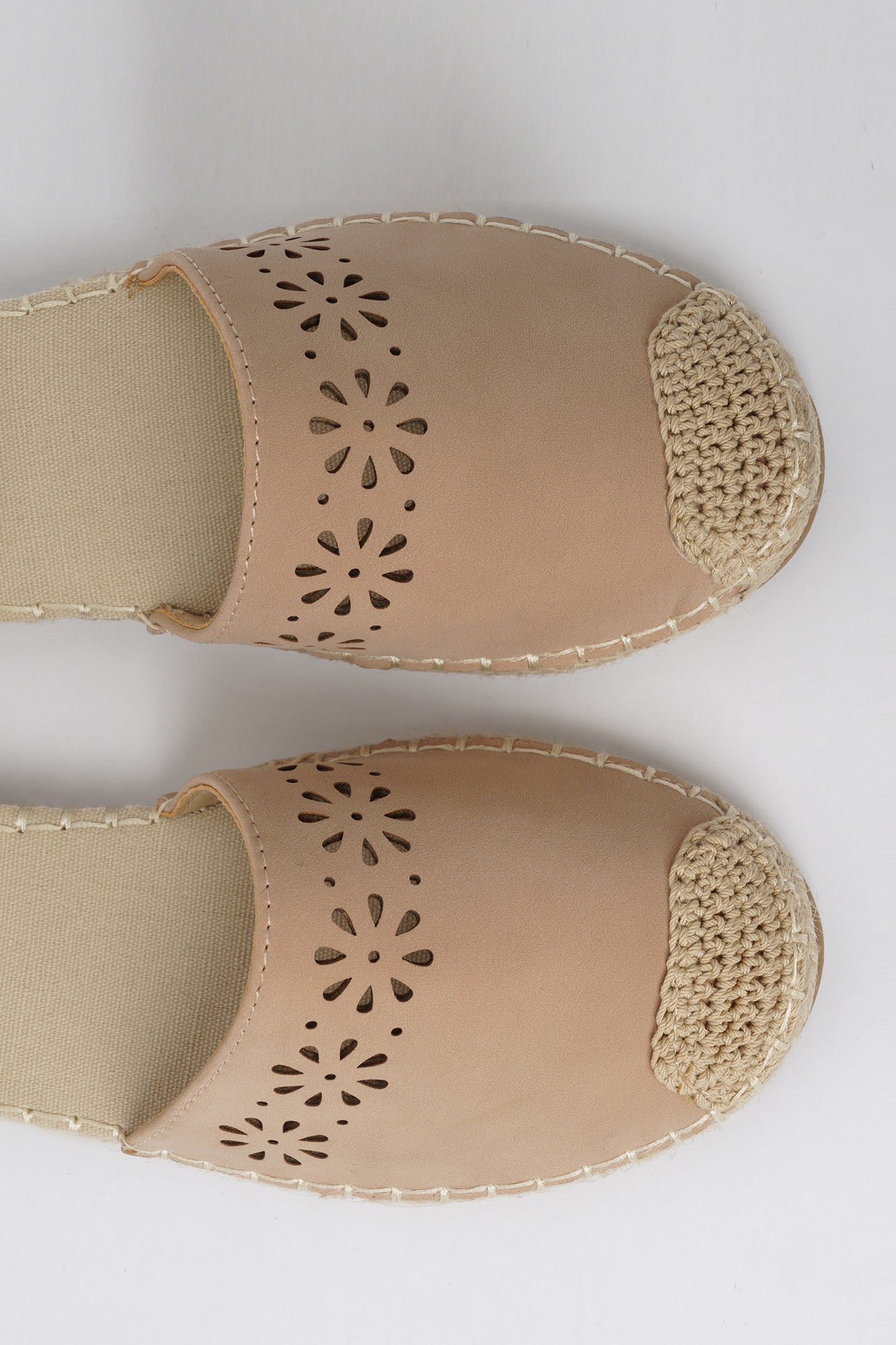 Jove Beige Flats with Flower Detail