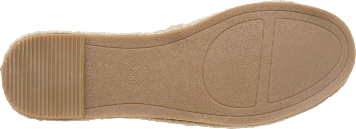 Jove Beige Flats with Flower Detail