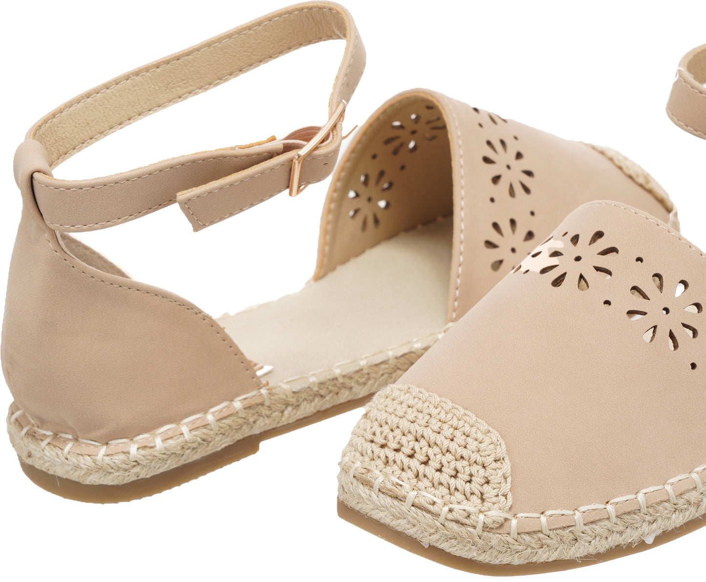 Jove Beige Flats with Flower Detail