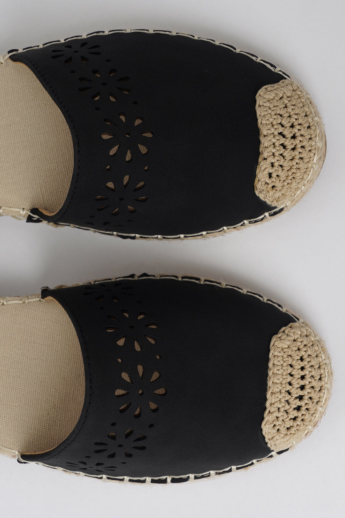 Jove Black Flats with Flower Detail