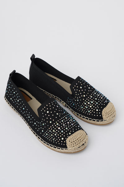 Jove Bedazzled Slip On Black