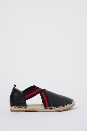 Jove Women's Black Patent Flat with Front Cross Strap