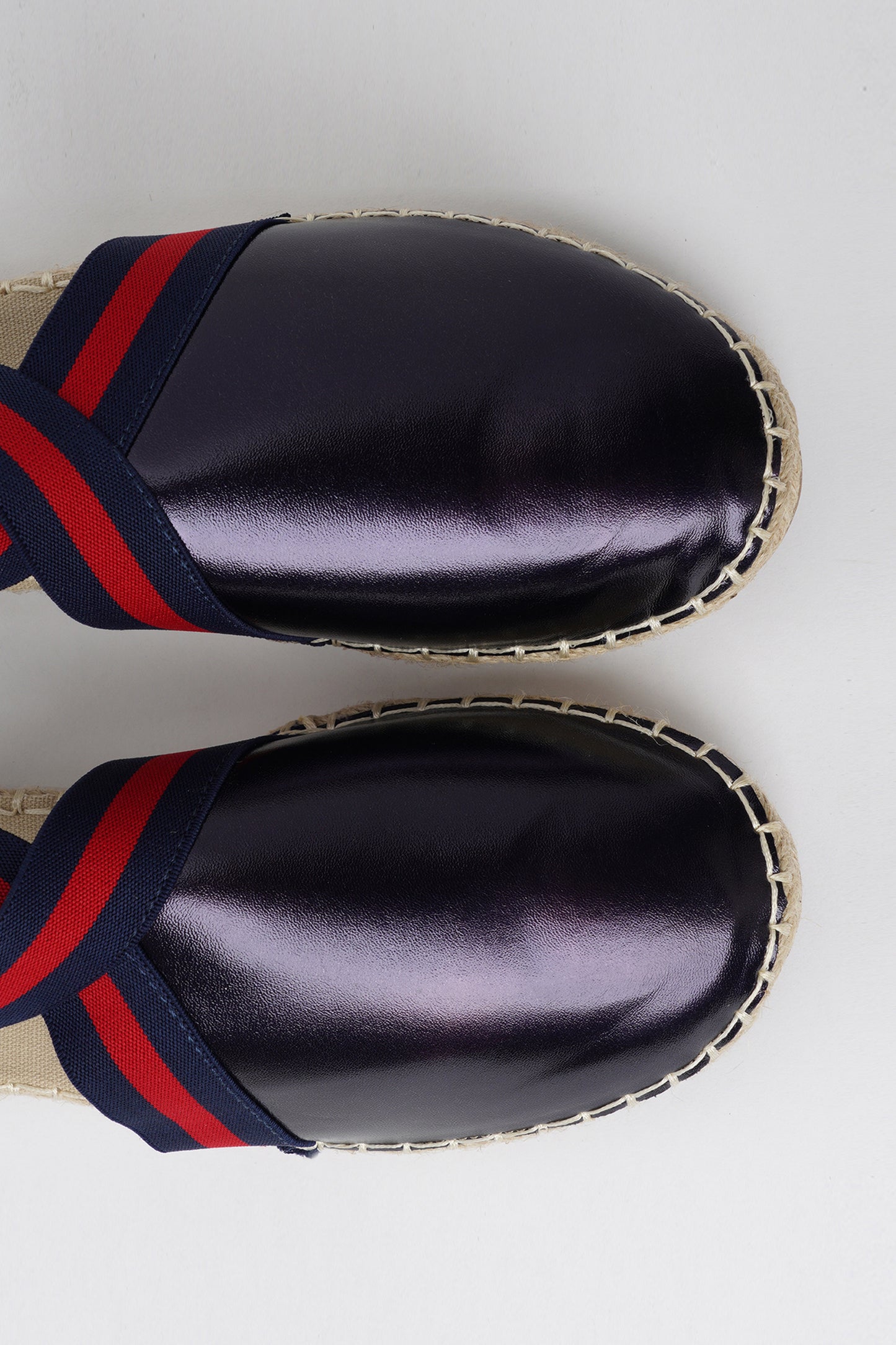 Jove Navy Patent Flat with Front Cross Strap