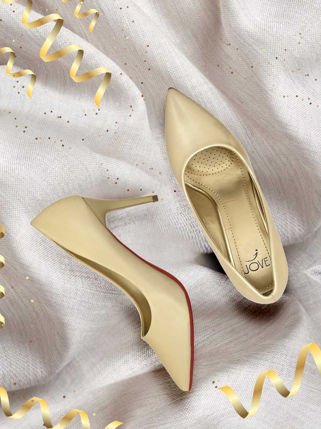 Jove Women's Pointed Toe Pumps Gold