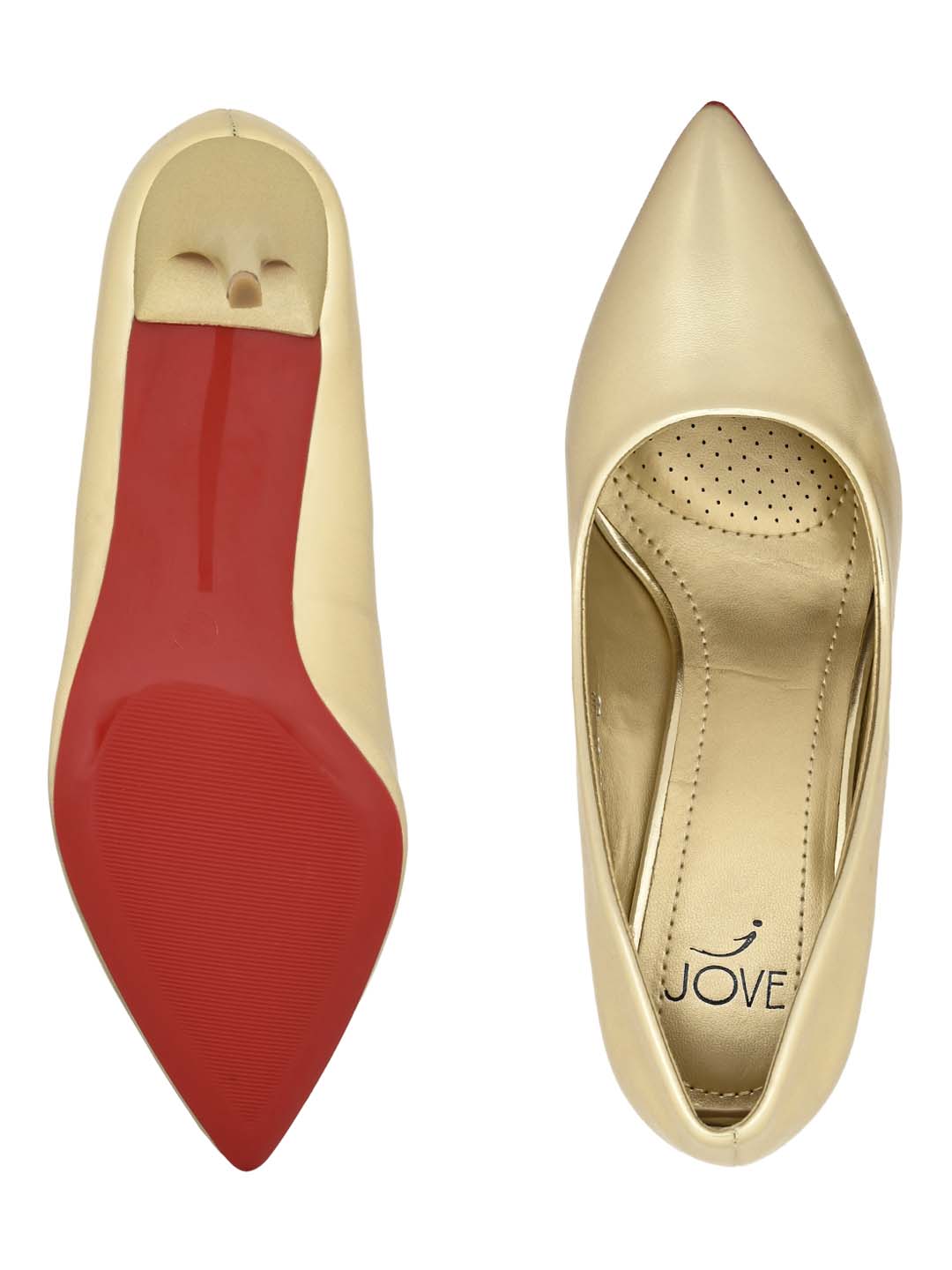 Jove Women's Pointed Toe Pumps Gold