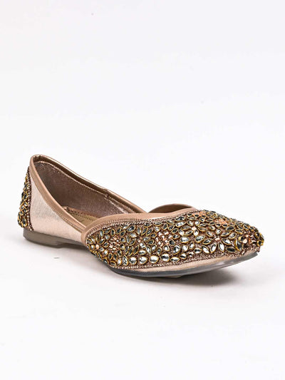 Jove Women's Embellished Mojaris Rose Gold