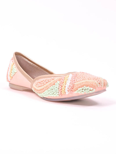Jove Women's Tufted Pink Mojaris