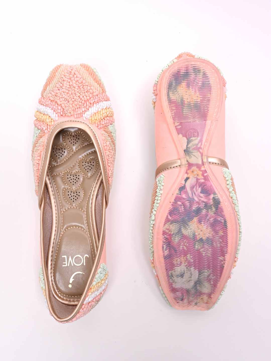 Jove Women's Tufted Pink Mojaris