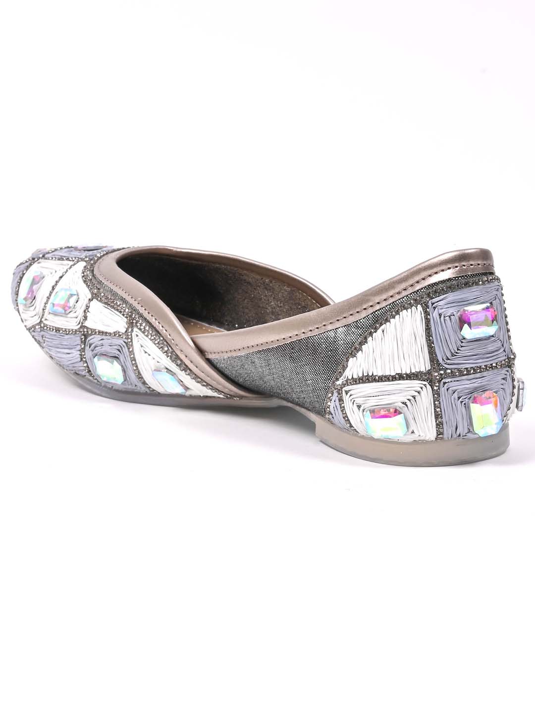 Jove Women's Silver Embelished Mojaris