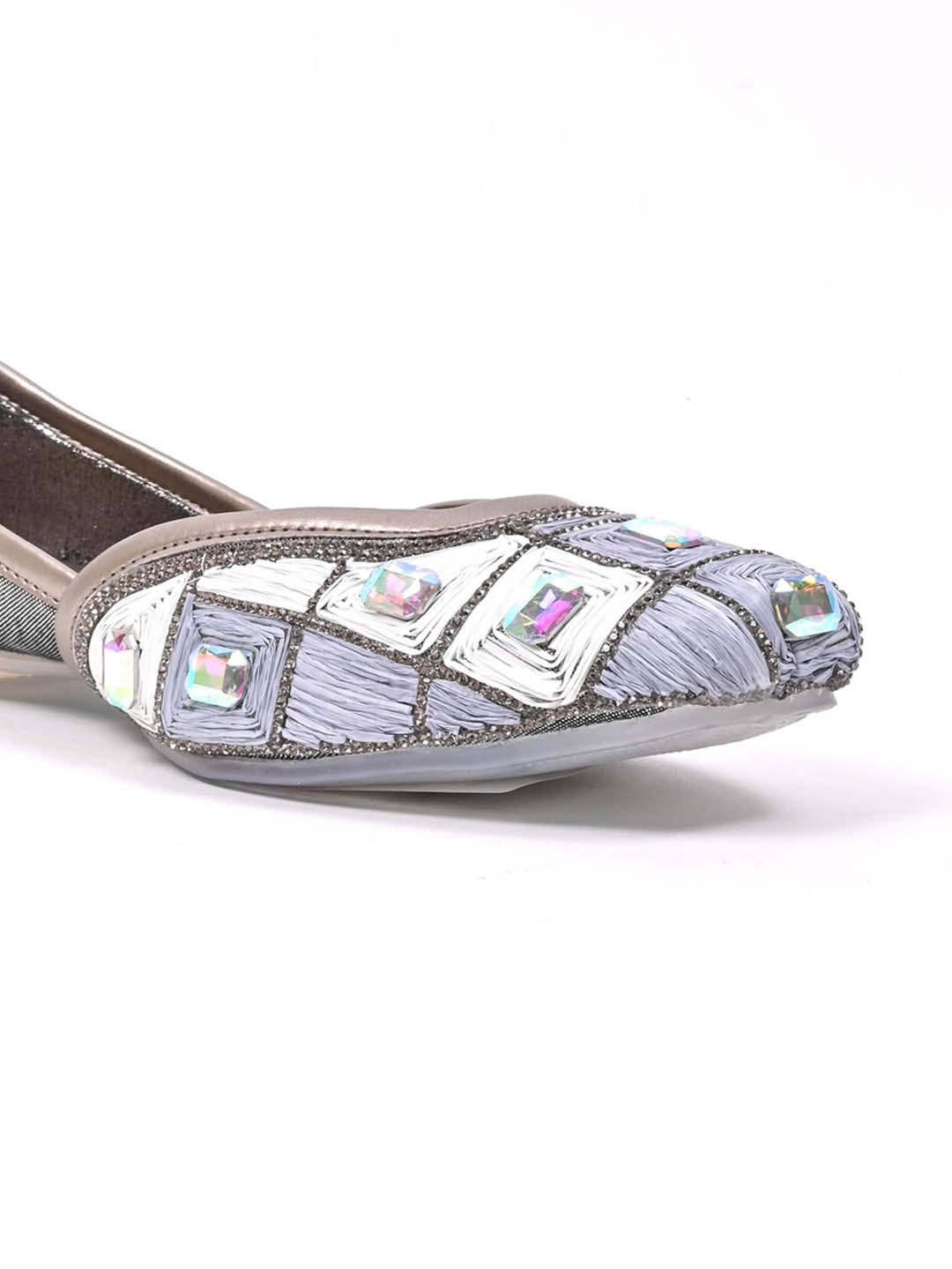 Jove Women's Silver Embelished Mojaris