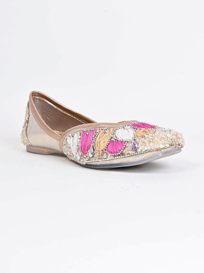 Jove Women's Pink and Gold Wedding Shoe Mojaris