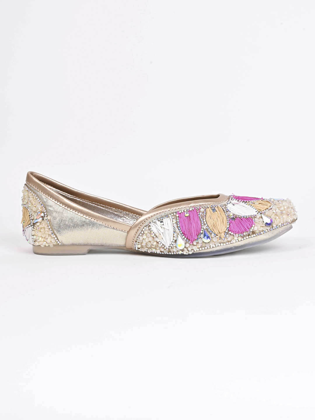 Jove Women's Pink and Gold Wedding Shoe Mojaris