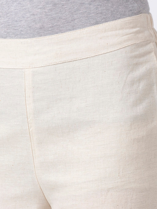 Ethnicity Handcrafted Off-White and Teal Dotted Palazzo Pants