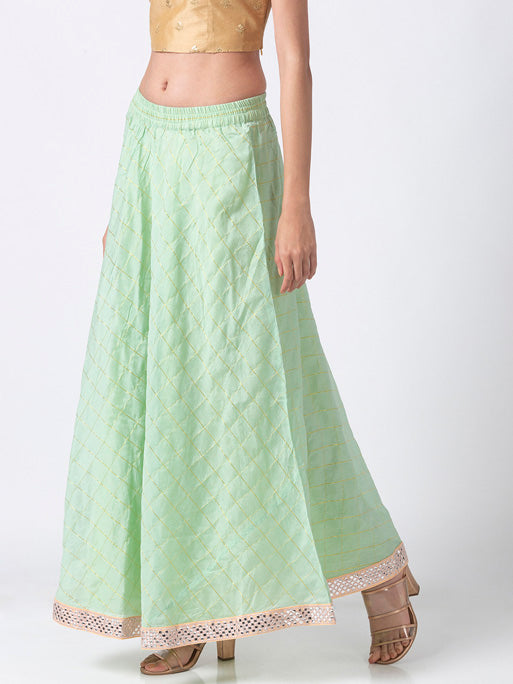 Ethnicity Handcrafted Mint Green Lehenga Skirt with Metallic Details