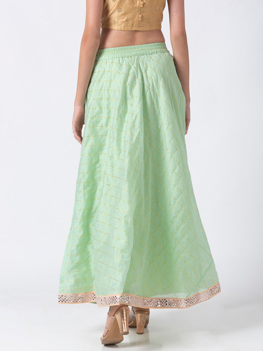 Ethnicity Handcrafted Mint Green Lehenga Skirt with Metallic Details