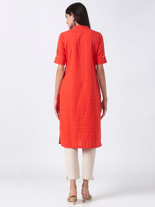 Ethnicity Artisan Coral Embroidered with Button-down Placket