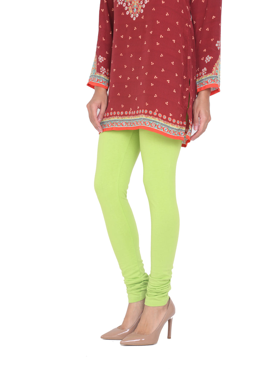Solid Churidar Leggings - Lime Green